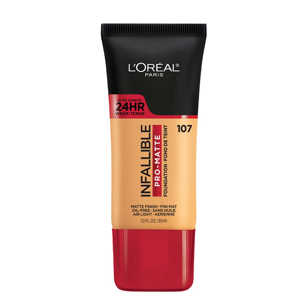 Base Pro-Matte de L'Oreal Paris en bote con acabado semimate para tez uniforme.