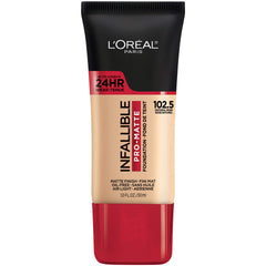 L'Oréal Paris Infallible Pro Matte Foundation, botella Natural Rose, acabado suave para la tez.
