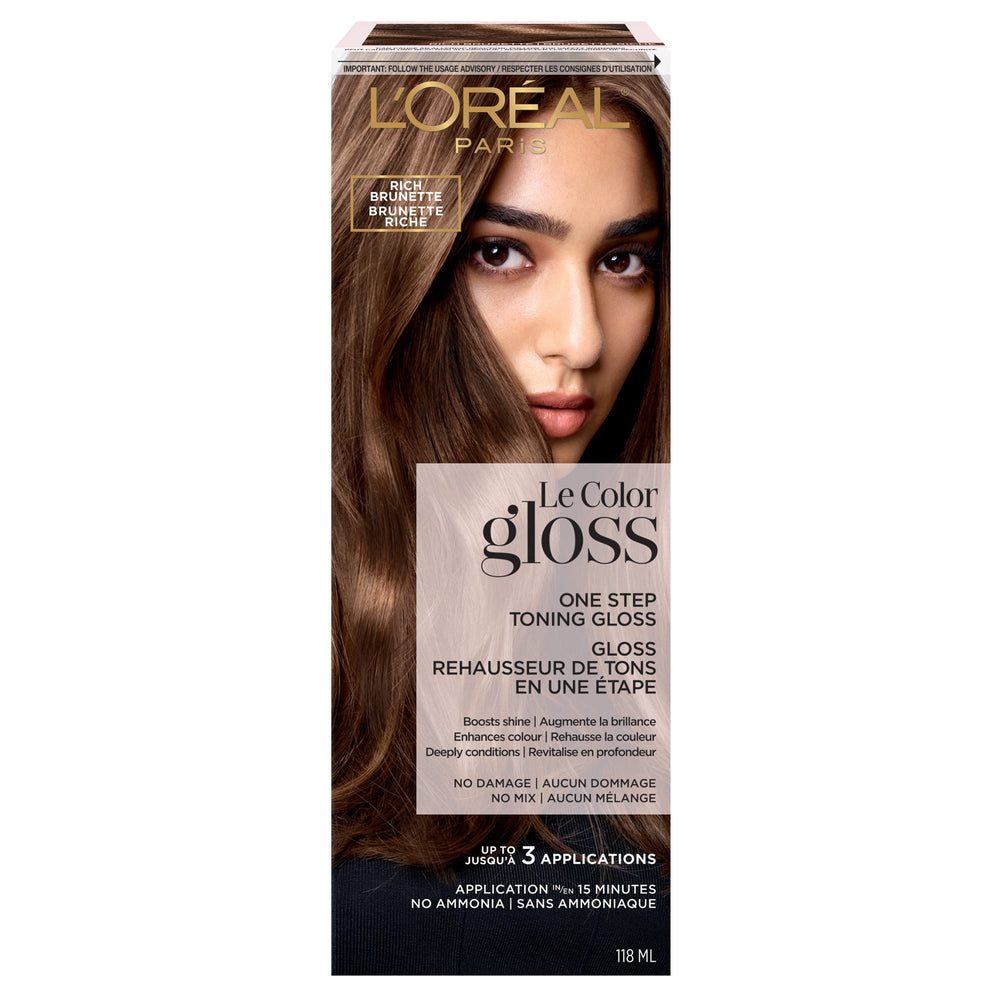 L'Oréal Paris Le Color One Step Toning Hair Gloss, botella en la ducha para tono cálido y brillo.