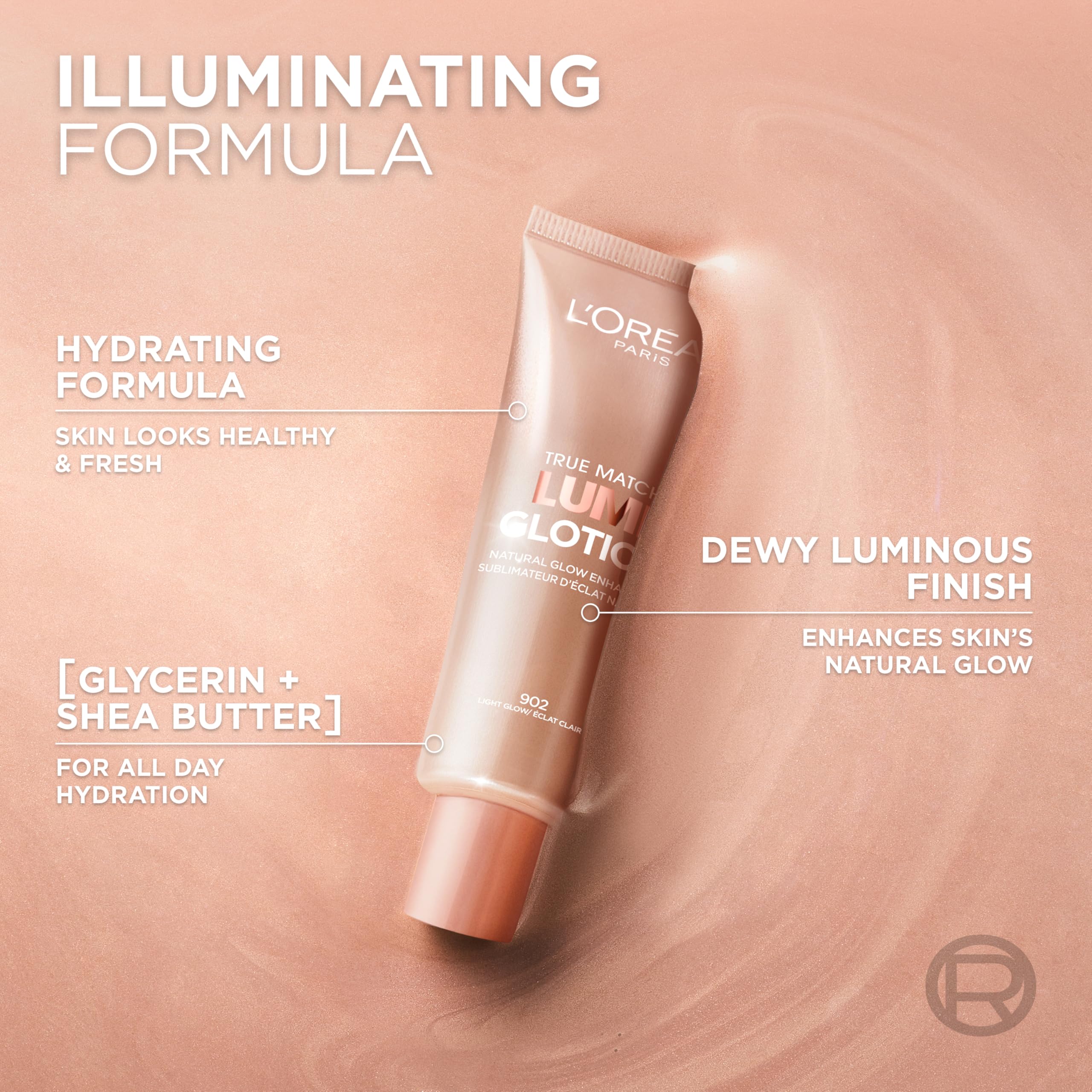 L'Oreal Paris Lumi Glotion textura ligera para uso diario.