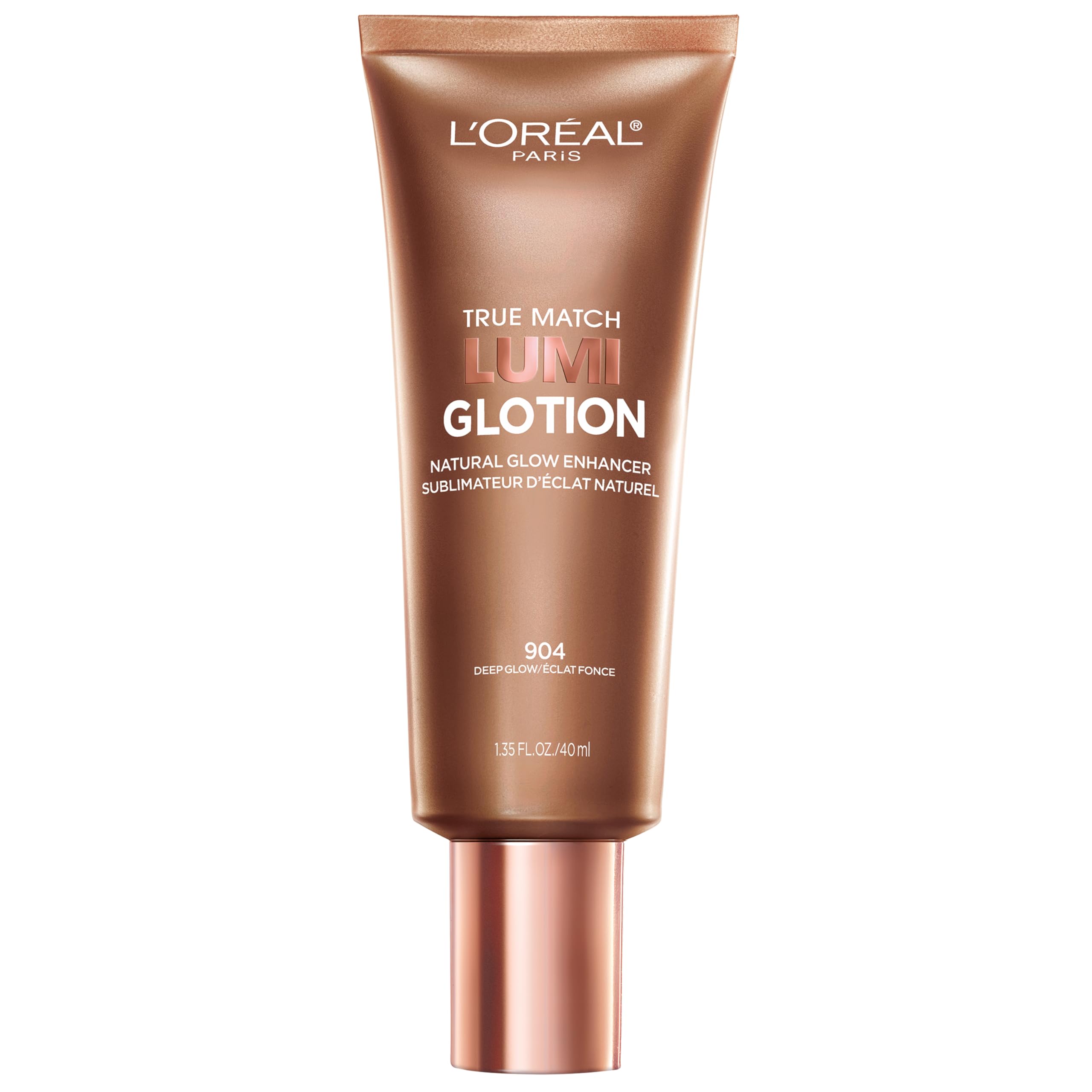 L'Oreal Paris Lumi Glotion, tubo de aplicación para brillo suave y uniforme.