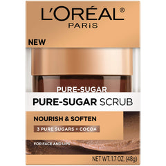 L'Oreal Paris Pure Sugar Scrub para labios suaviza y refina la textura de la piel.