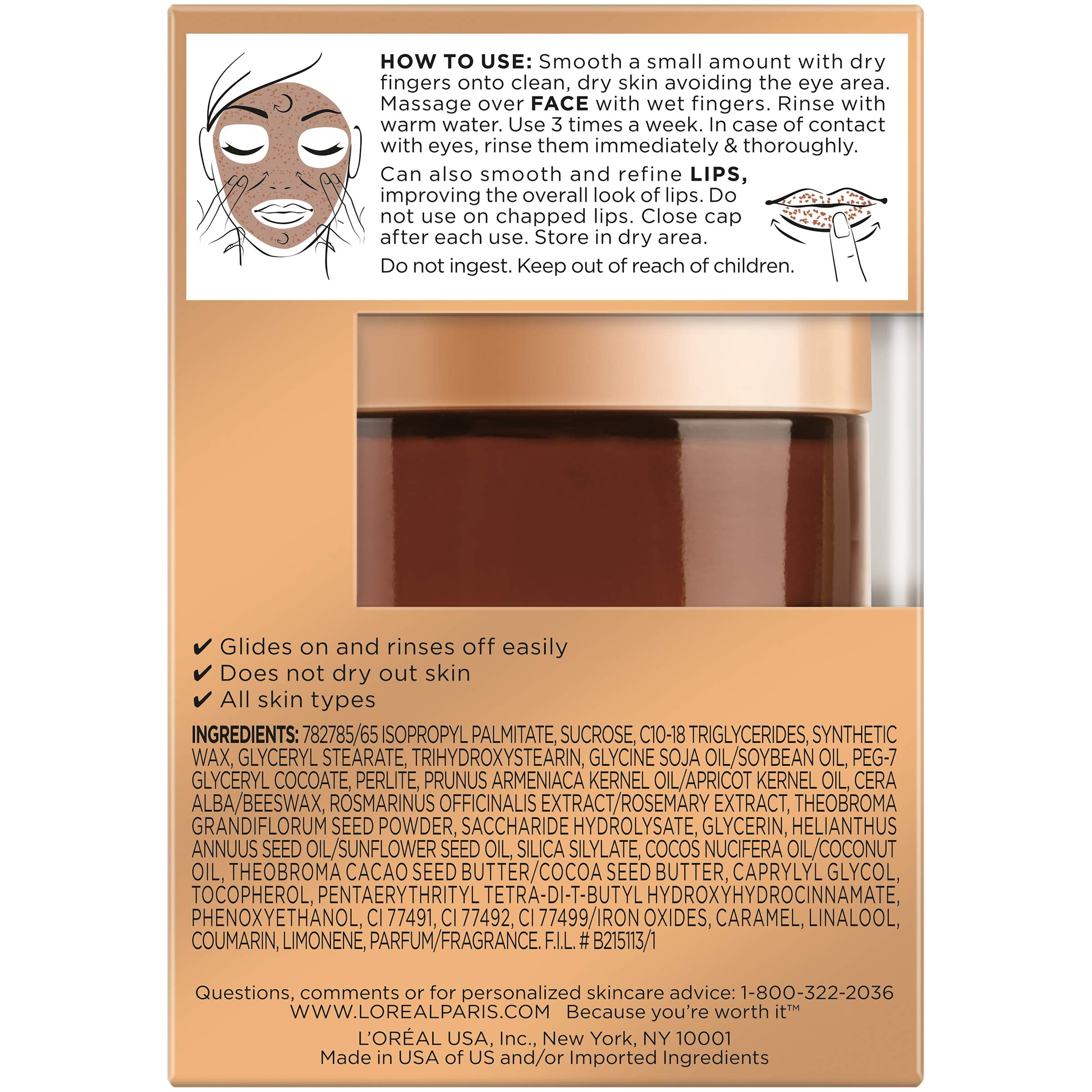 La crema exfoliante se funde con la piel para una exfoliación profunda y suave.