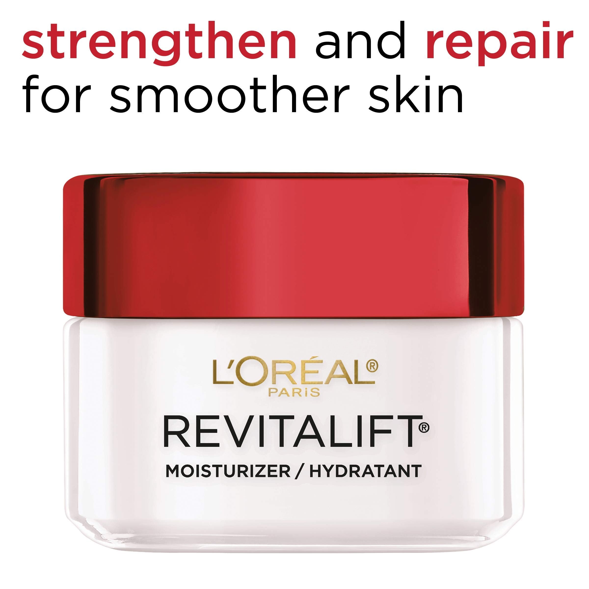Envase compacto Revitalift listo para rutina de cuidado.