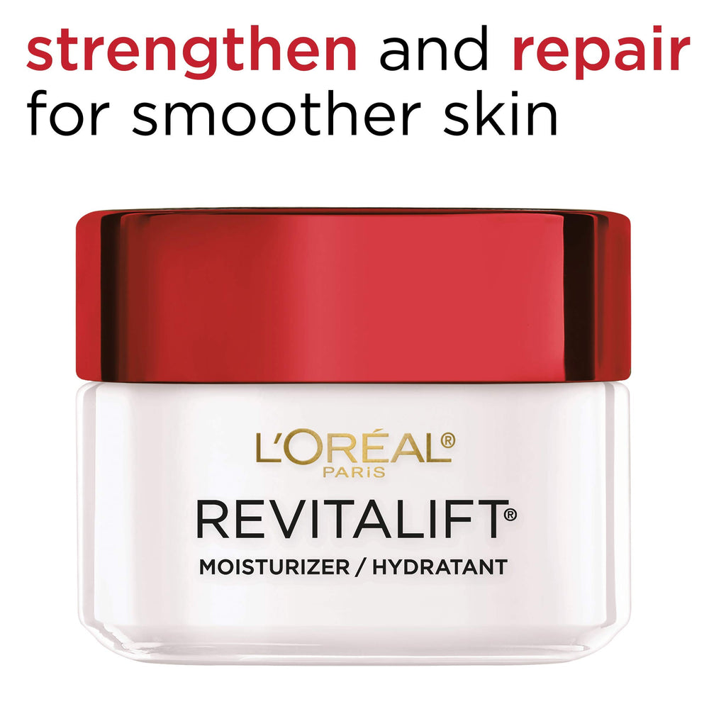 Envase compacto Revitalift listo para rutina de cuidado.
