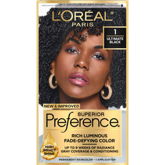 L'Oreal Paris Superior Preference Ultimate Black 1, gel de color para aplicación precisa y uniforme.