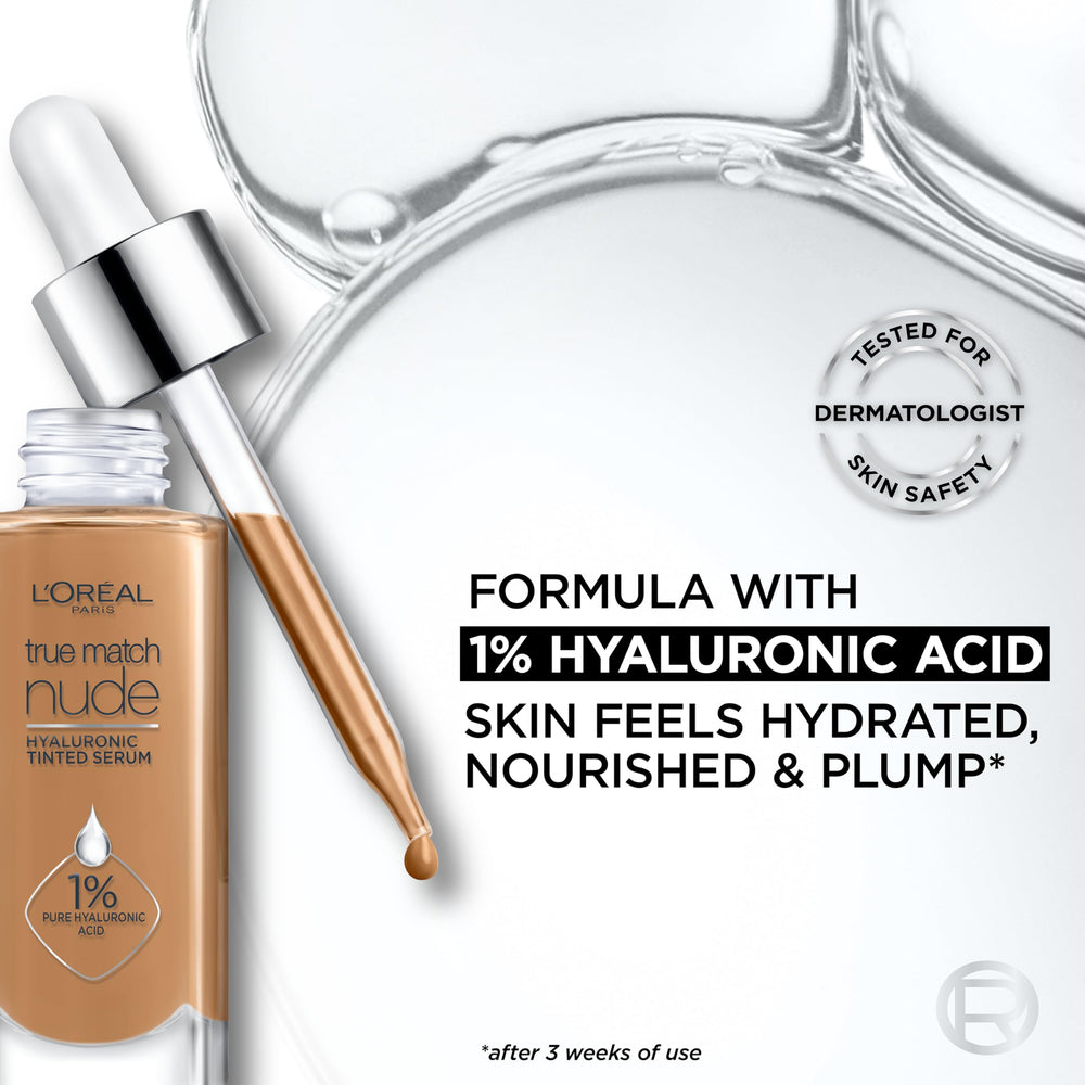 L’Oréal Paris True Match Nude Serum: aplicación ligera con brillo sutil.