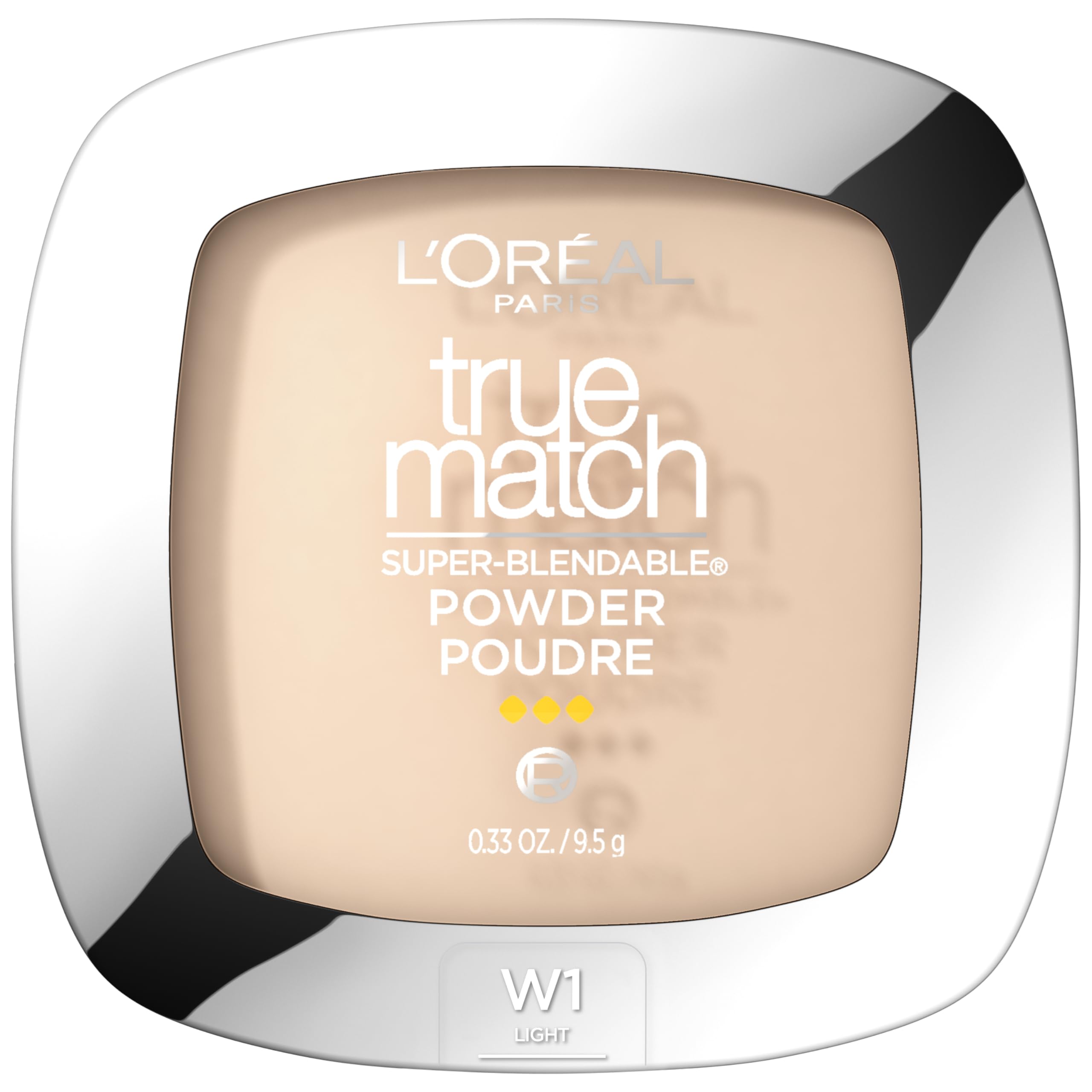 L’Oréal Paris True Match Polvo sin aceite tono W1 Light, acabado natural.