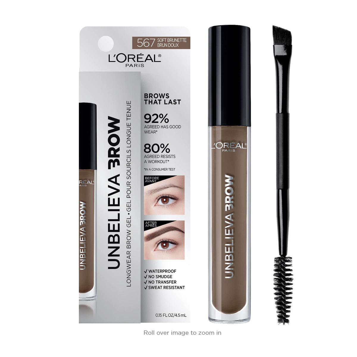 L'Oreal Paris Unbelieva-Brow - aplicación precisa con cepillo angular para cejas definidas.