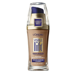 Base Visible Lift Serum Absolute de L’Oréal Paris en bote, tono bronceado clásico para tono uniforme.