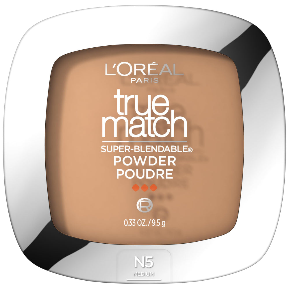 Polvo compacto Loreal True Match en tono N5 Medium, acabado natural.
