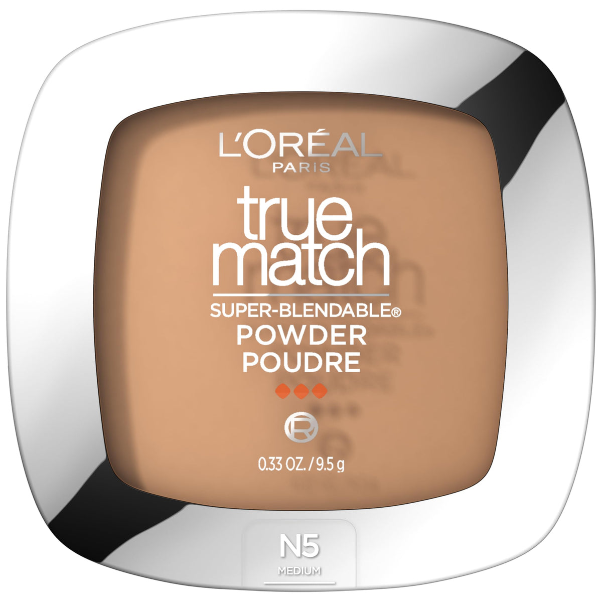 Polvo compacto Loreal True Match en tono N5 Medium, acabado natural.