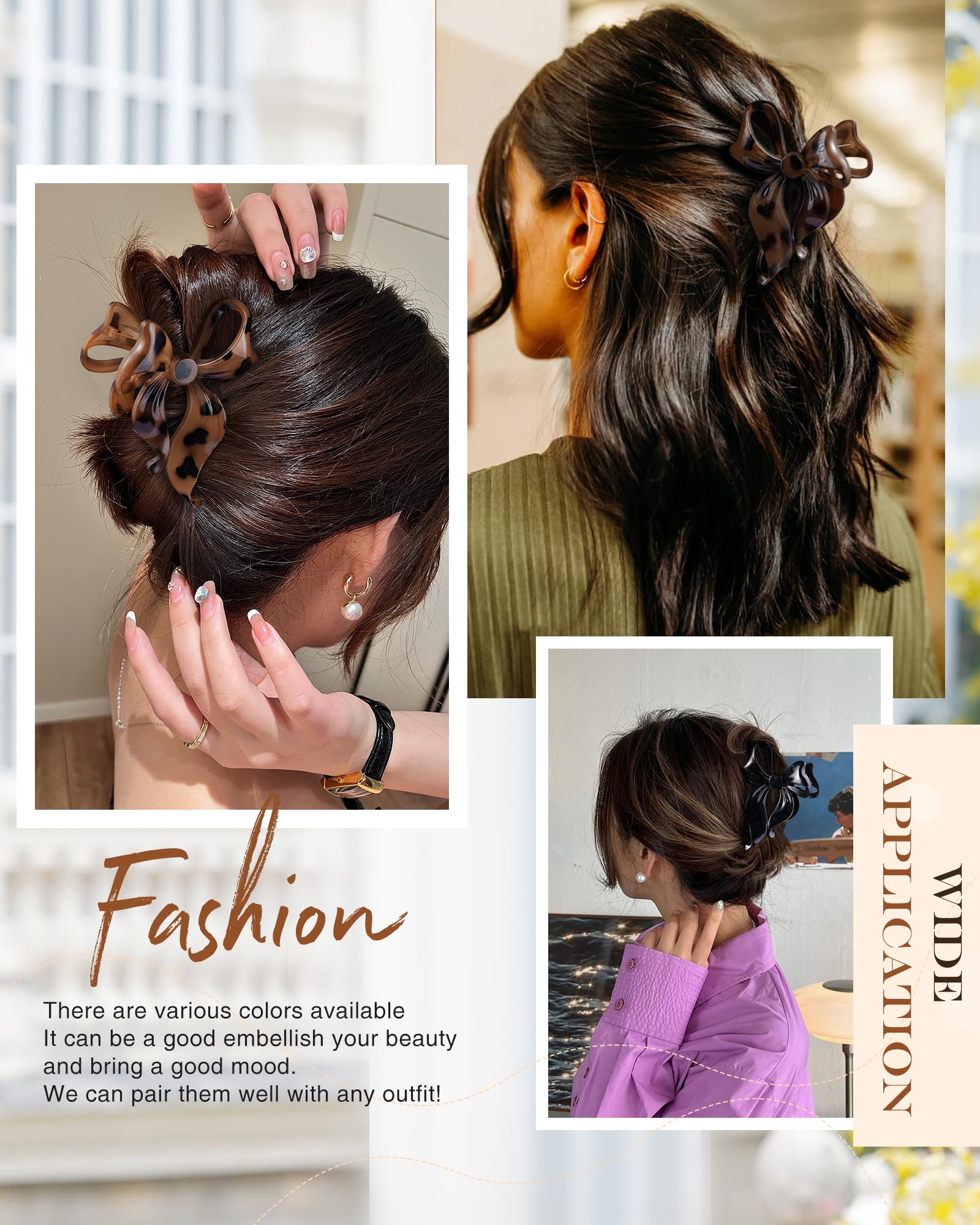 Pinza Lourny con moño grande, ideal para uso diario y pelo grueso.