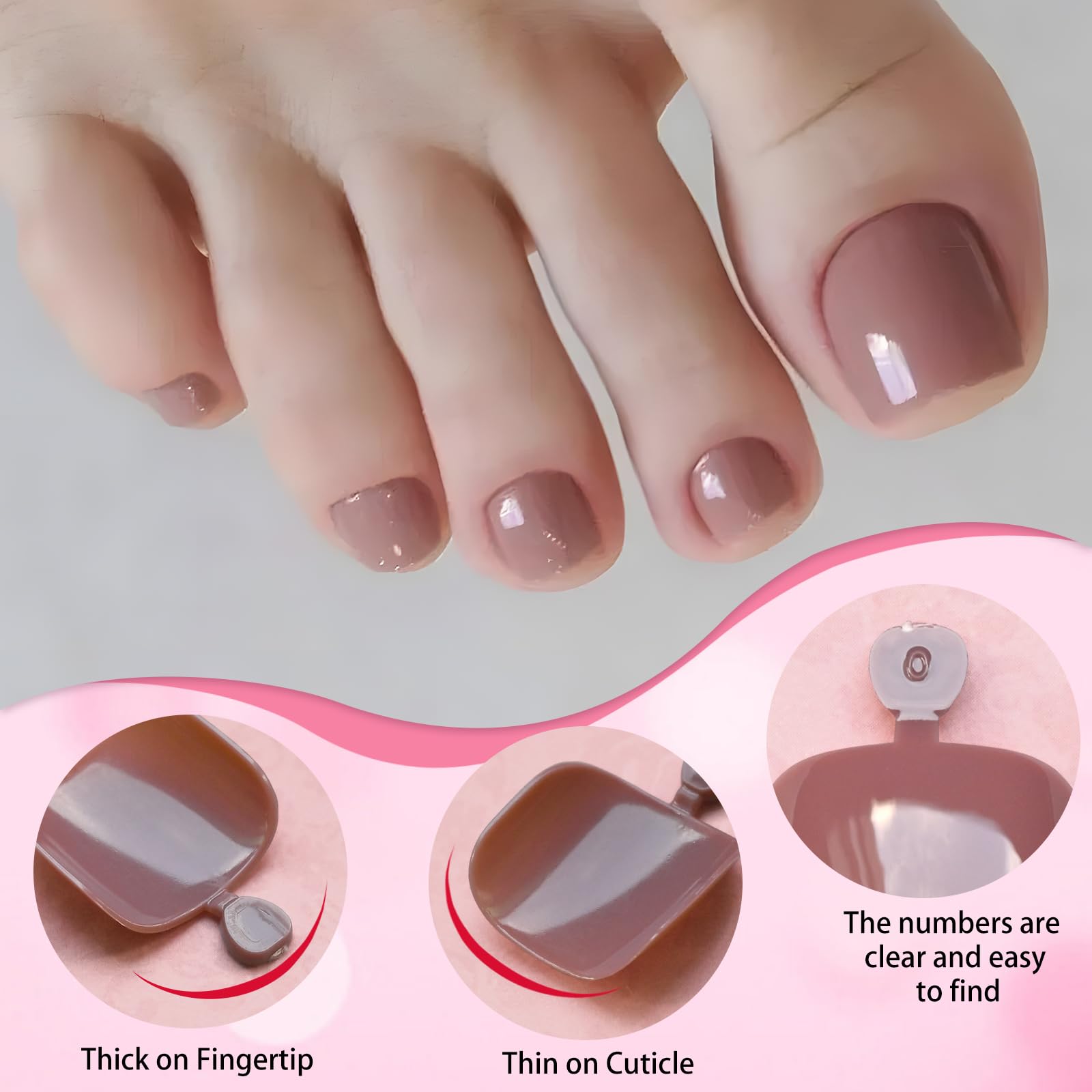 LoveOurHome uñas postizas café en varias tallas para un ajuste cómodo.