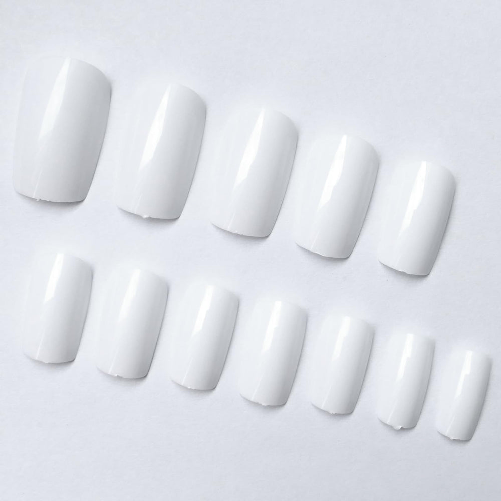 LoveOurHome Uso diario y para eventos con uñas blancas cuadradas medianas