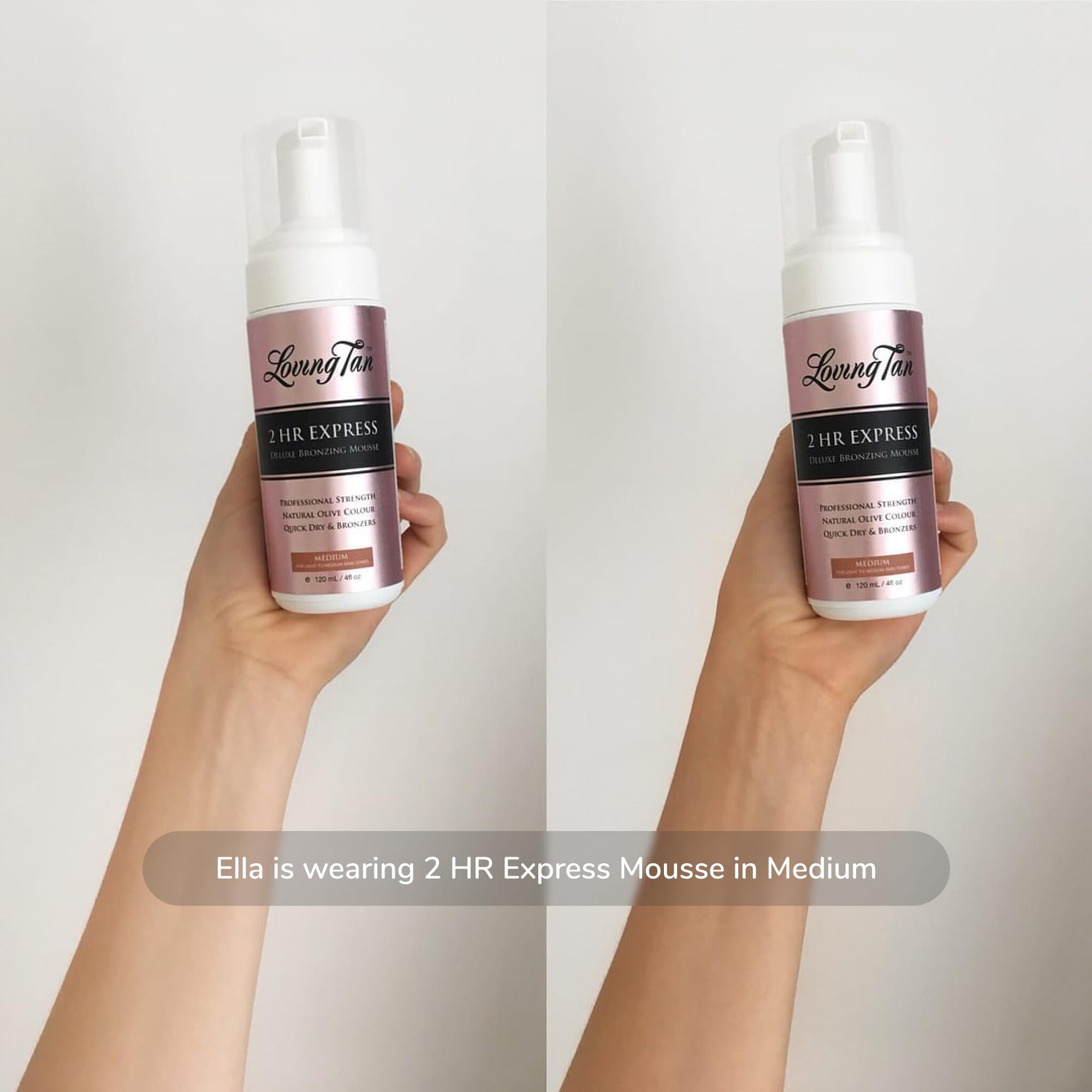 Loving Tan 2HR Express Mousse incluye aplicador para una aplicación limpia.