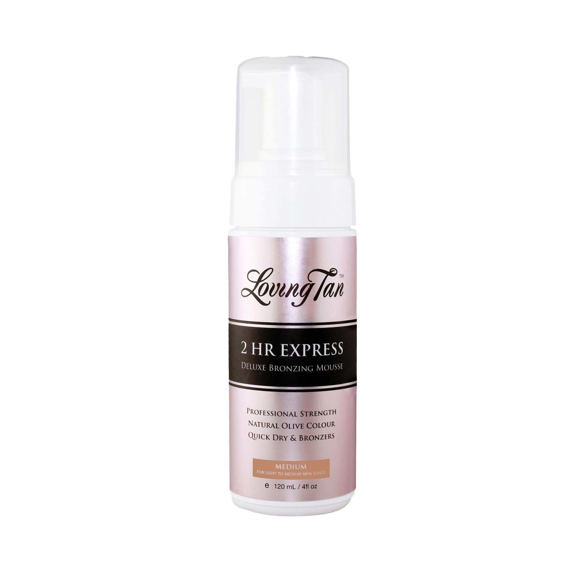 Loving Tan mousse autobronceadora express 2 horas: textura suave y color inmediato.