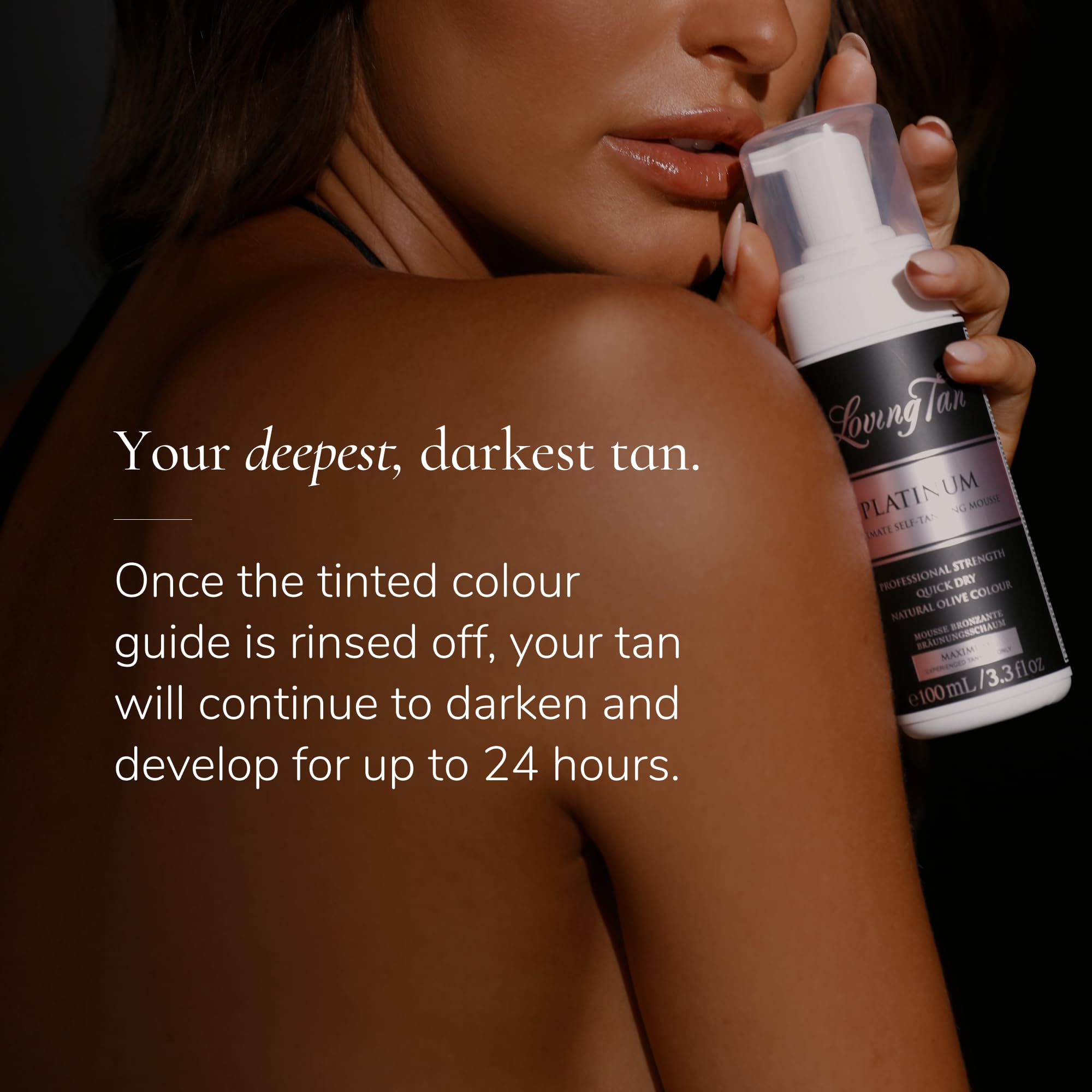 Loving Tan Platinum Mousse: secado rápido en 60 segundos.