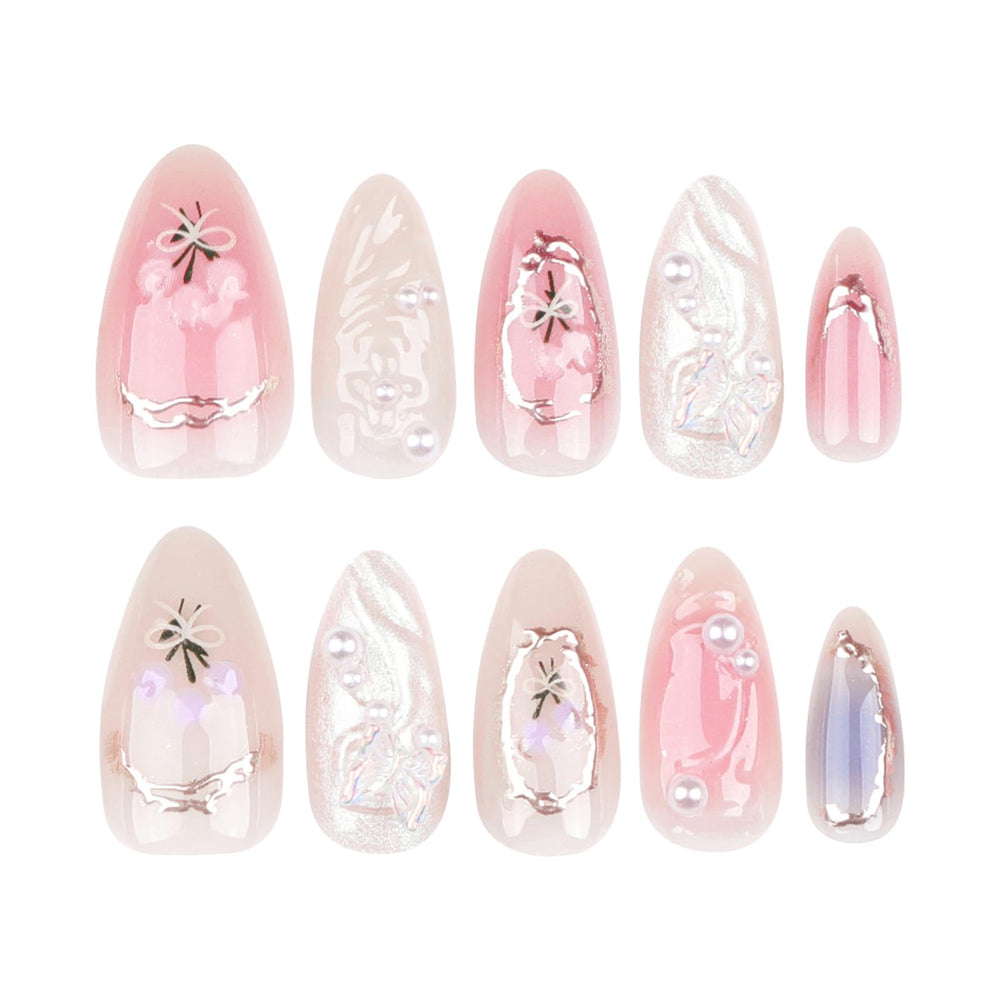 Uñas postizas LPOODDNU 3D con perlas, estilo único.