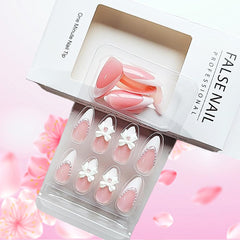 LRKNNO 24 uñas con diseño de lazo para un estilo femenino.
