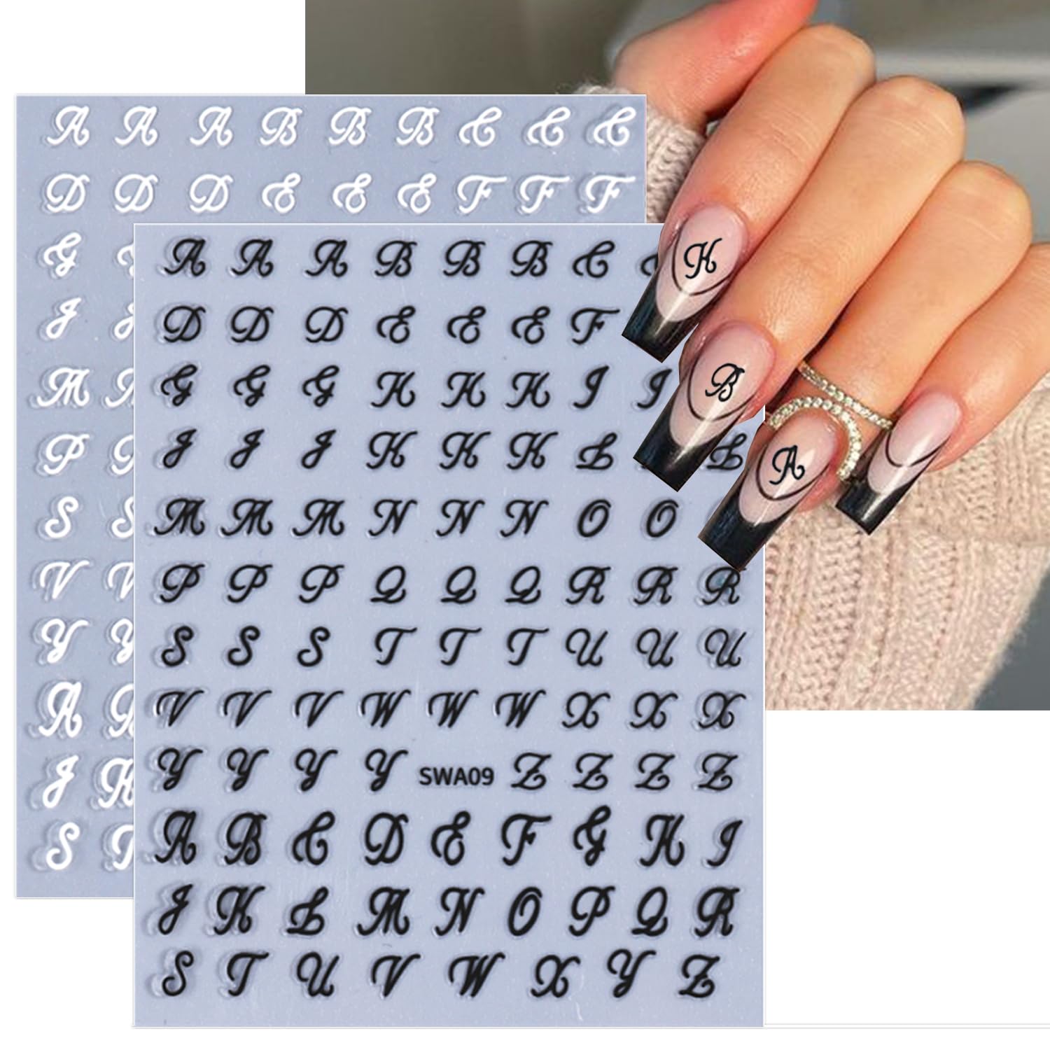 LRKNNO corazones y letras 3D para uñas, decoración chic.
