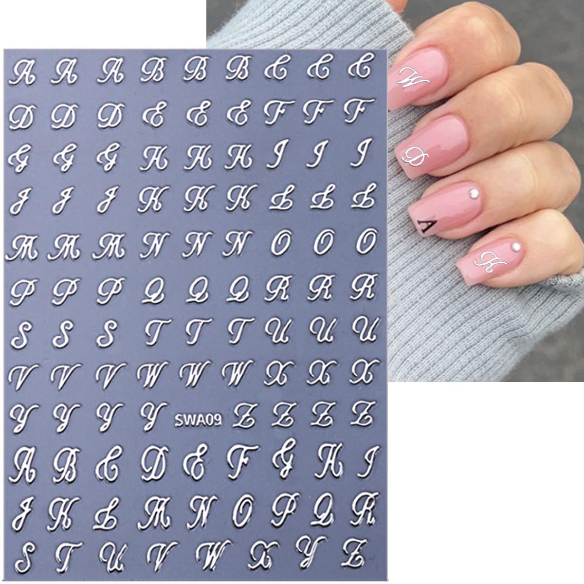 LRKNNO diseño elegante para uñas con letras 3D.
