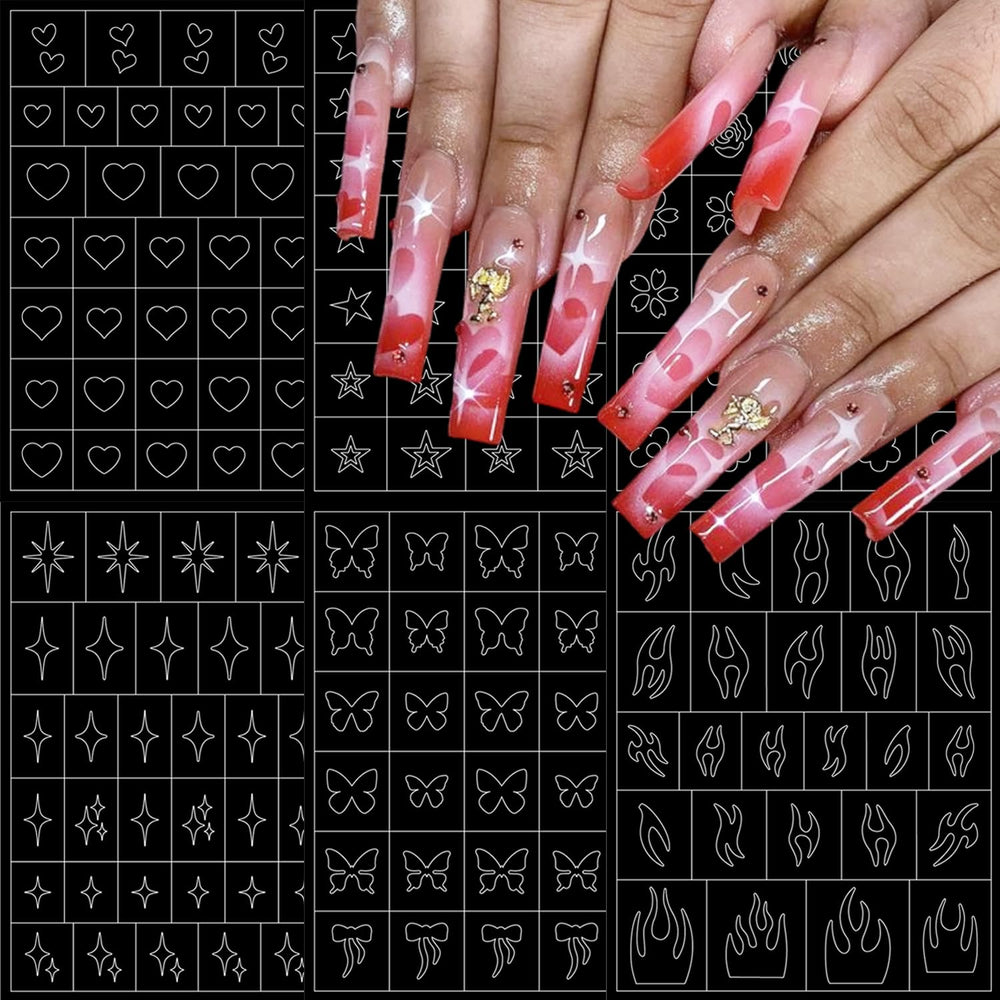 LRKNNO plantillas para uñas con corazon y borlas, ideales para diseños elegantes en casa
