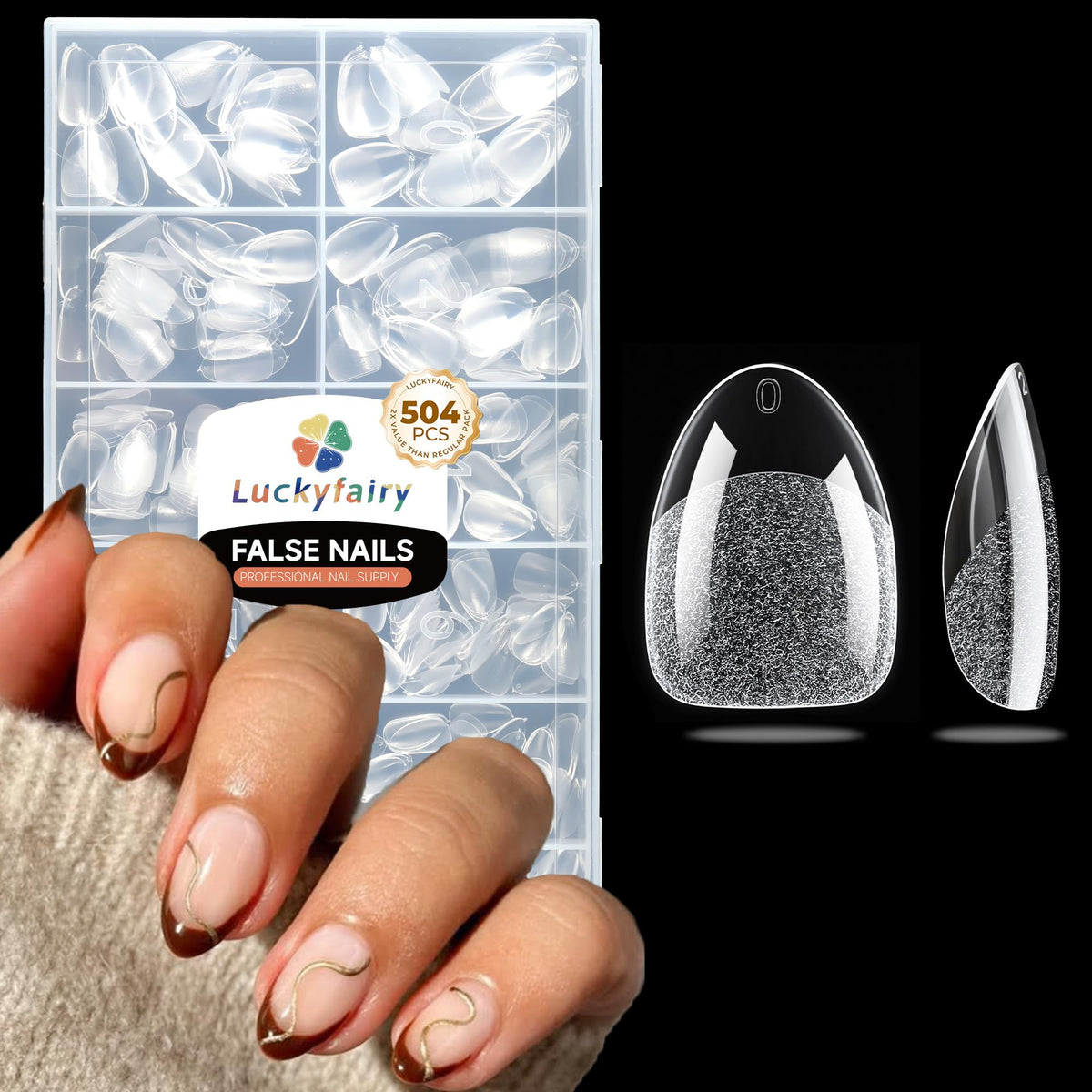 Luckyfairy puntas almendra corta mate para ajuste cómodo.