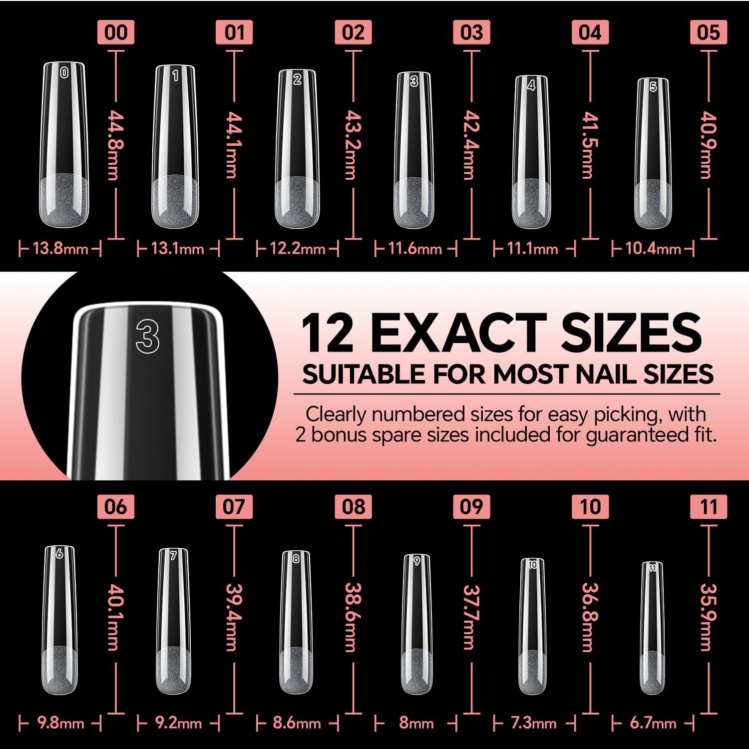 Luckyfairy Uñas Tip corte y dimensión XXL para ajustar a tu estilo.