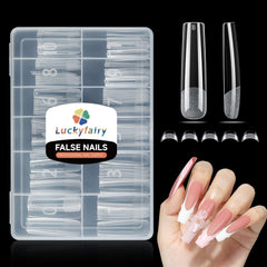 Luckyfairy Uñas Tip XXL Rectas, cobertura completa para uñas largas y duraderas.