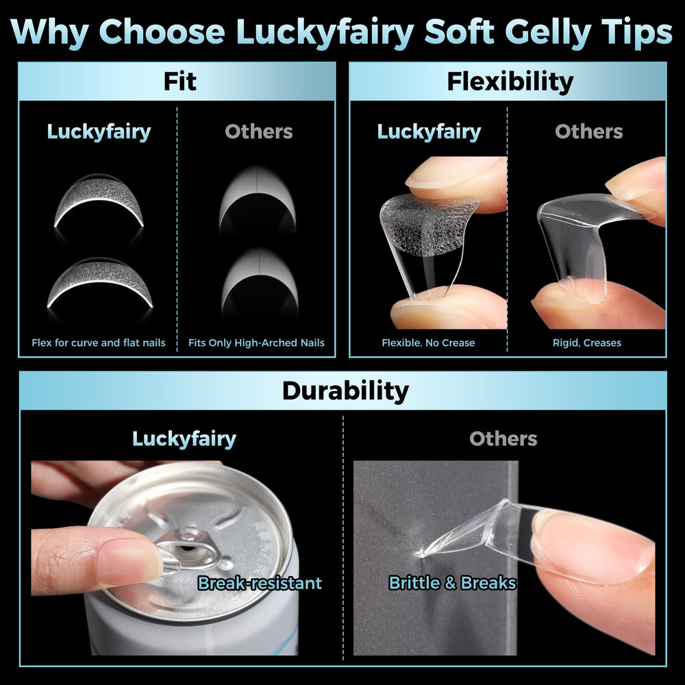 Luckyfairy aplicación amplia para gel, acrílico y polvo de inmersión.
