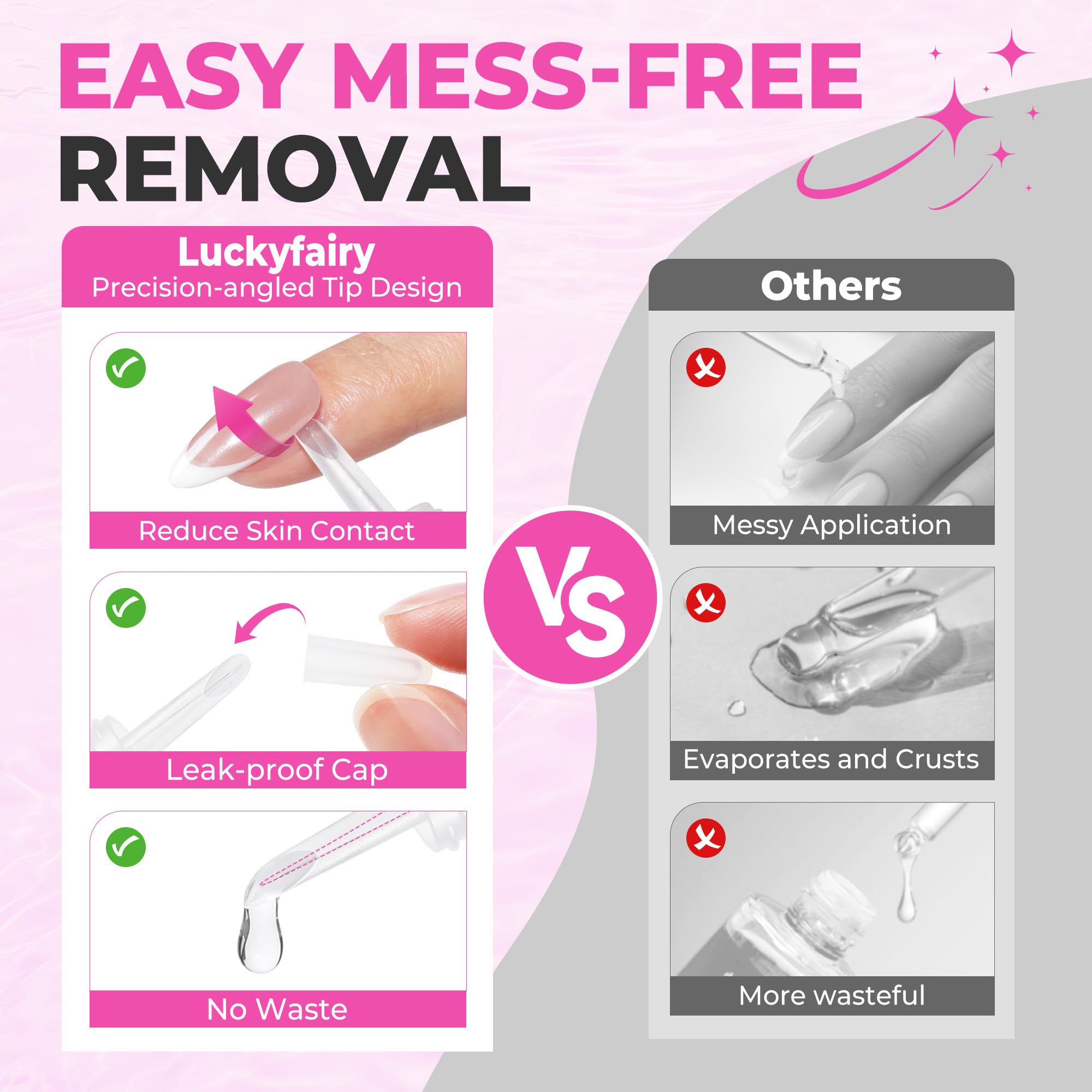 Luckyfairy fórmula sin acetona, suave para piel y uñas.