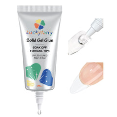 Luckyfairy pegamento uñas 40ml en acción, unión duradera para uñas postizas.