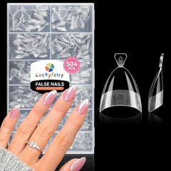 Luckyfairy Puntas Almendra 504 piezas para manicura duradera en casa