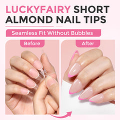 Luckyfairy Puntas Almendra gel blando material suave y seguro
