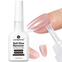 Luckyfairy remover de pegamento para uñas prensas, retirada segura en casa.