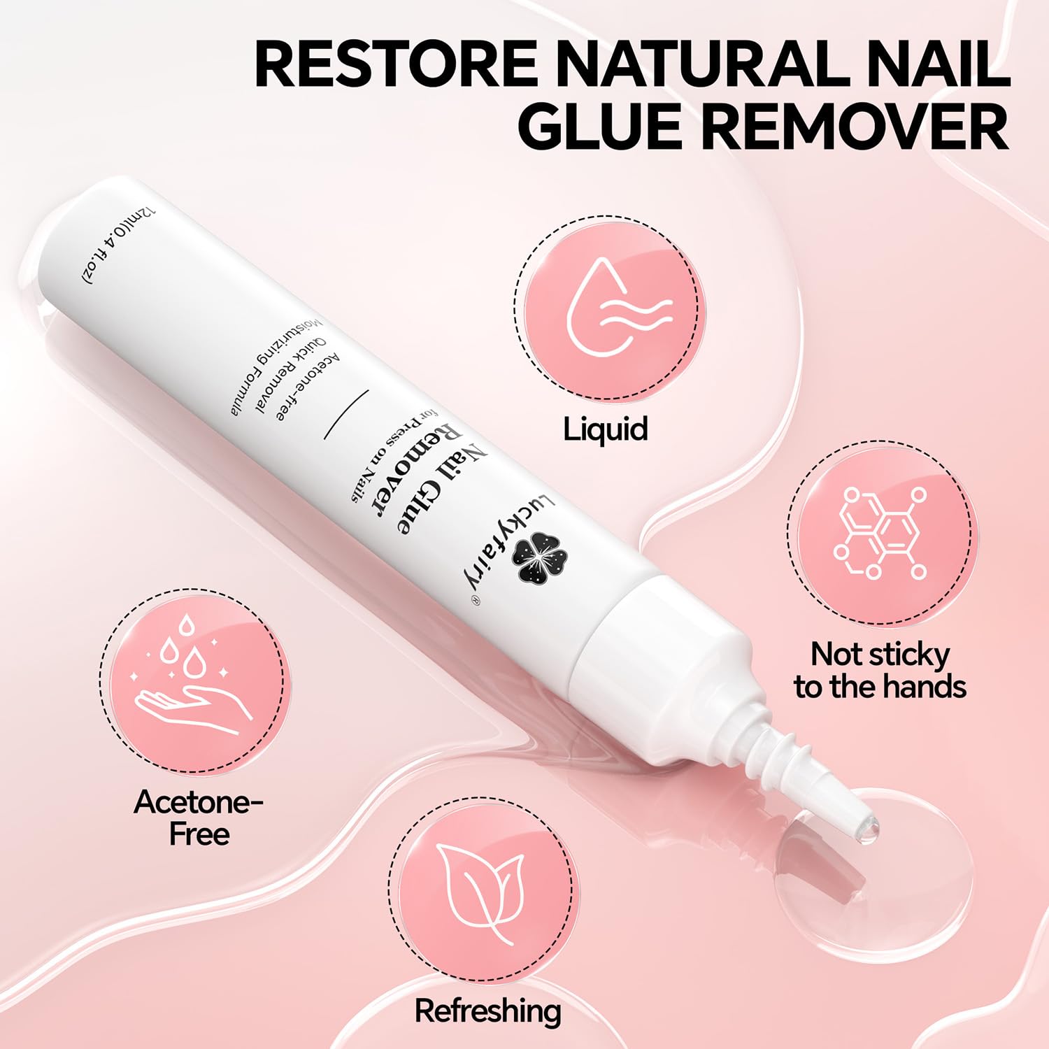 Luckyfairy libre de acetona cuida las uñas naturales durante la remoción.