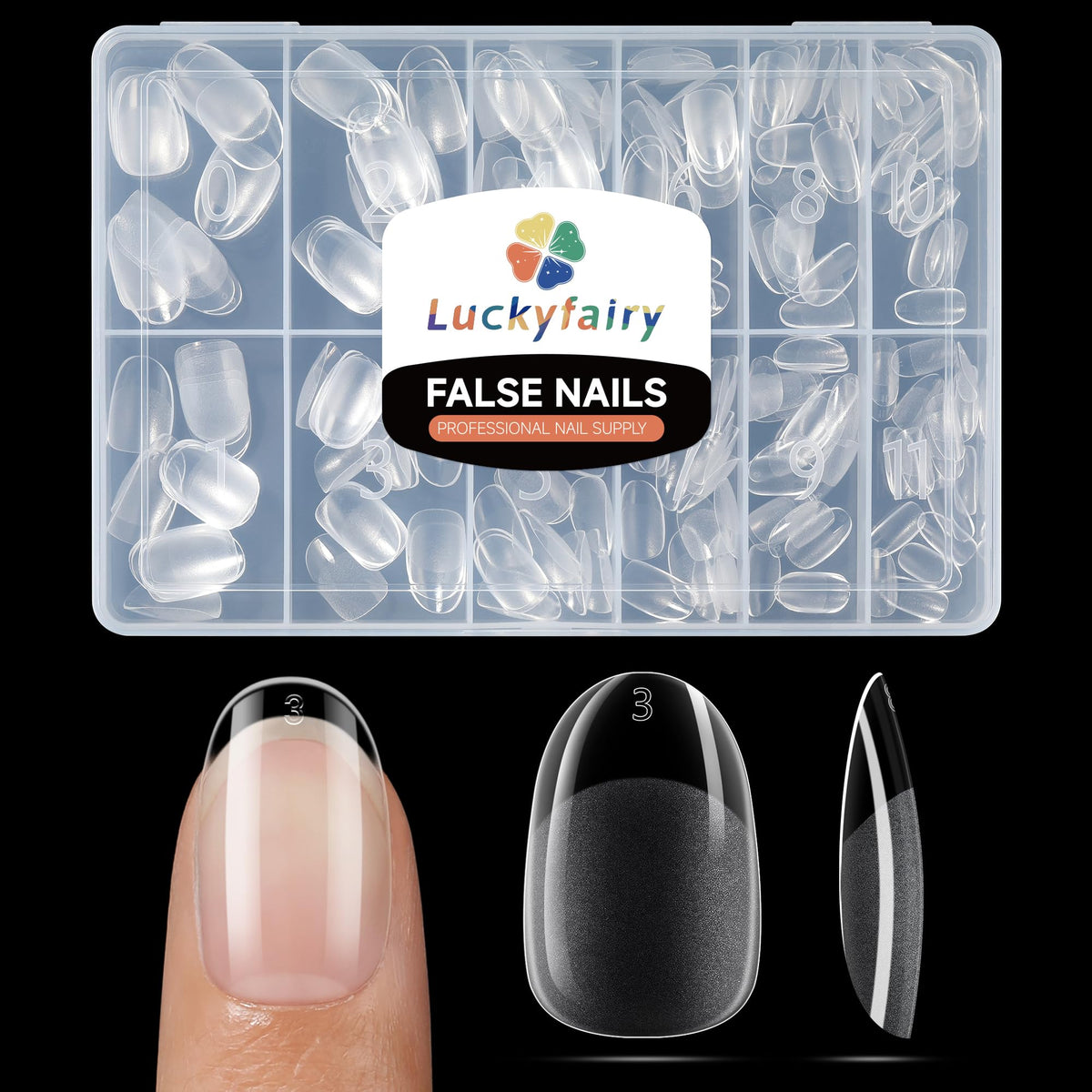 Luckyfairy tapas de uñas media mate corta para manicura rápida