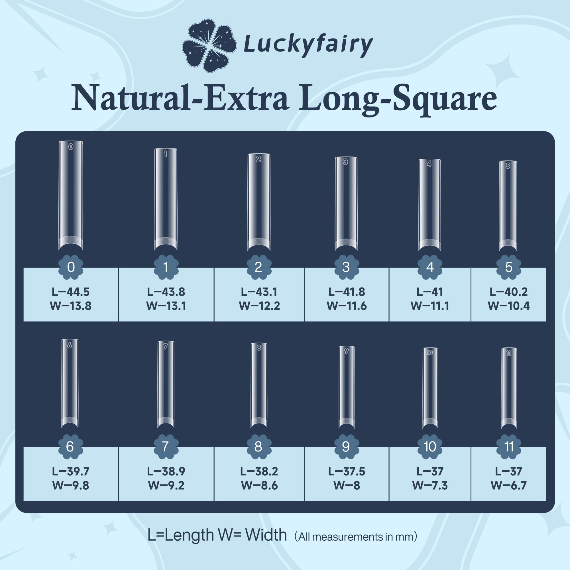 Luckyfairy 12 tallas, 120 piezas, ajuste cómodo para más uñas.