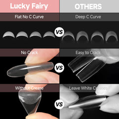 Luckyfairy tips gel suave claras: durabilidad y aspecto natural.