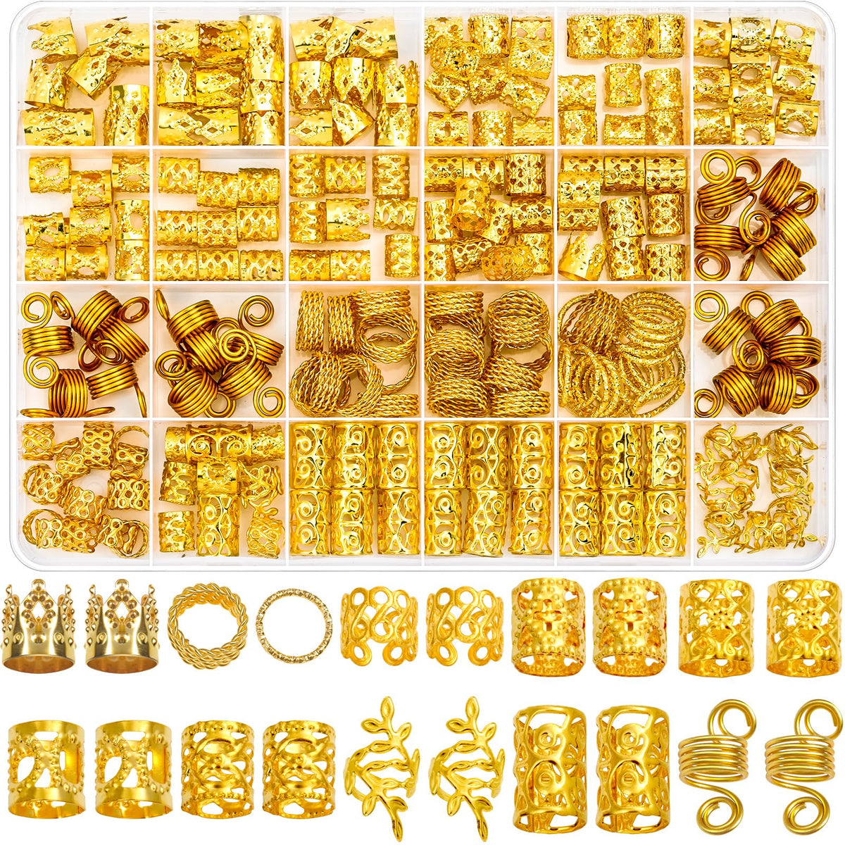 Lucomb joyas para trenzas oro 220 piezas, realzan peinados con brillo sutil