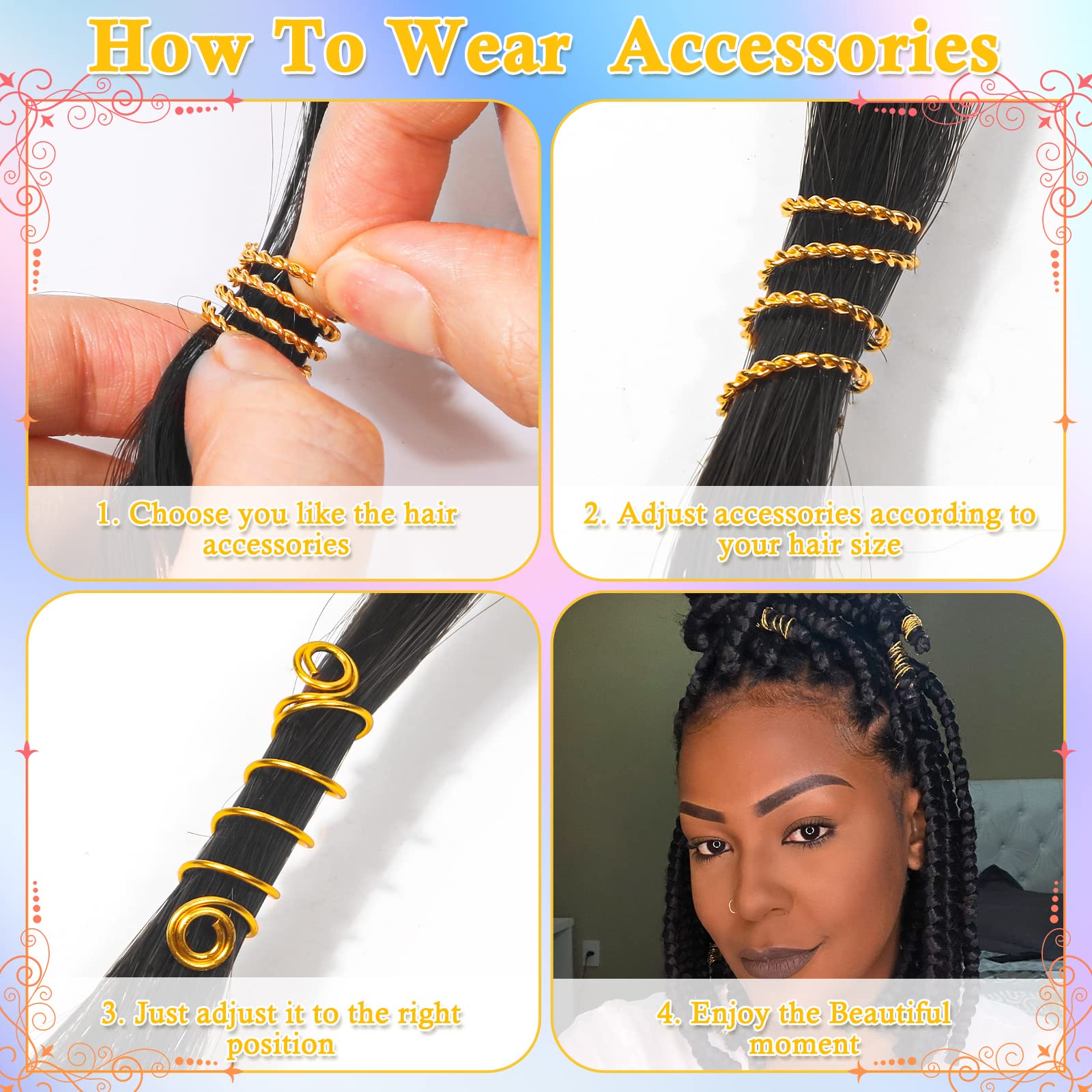 Lucomb conjunto de joyas doradas para trenzas, decoran el cabello con facilidad