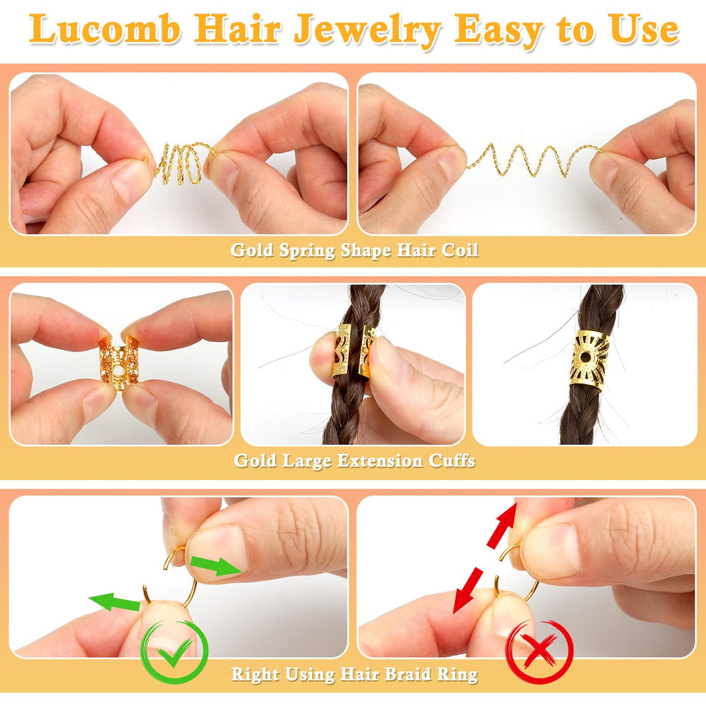 Lucomb pendientes para trenzas oro estilo boho chic