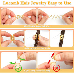 Lucomb pendientes para trenzas oro estilo boho chic