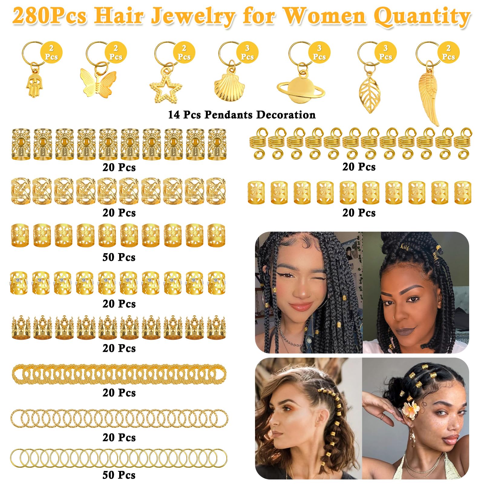 Lucomb pulseras dreadlocks oro para adornar mechones con elegancia