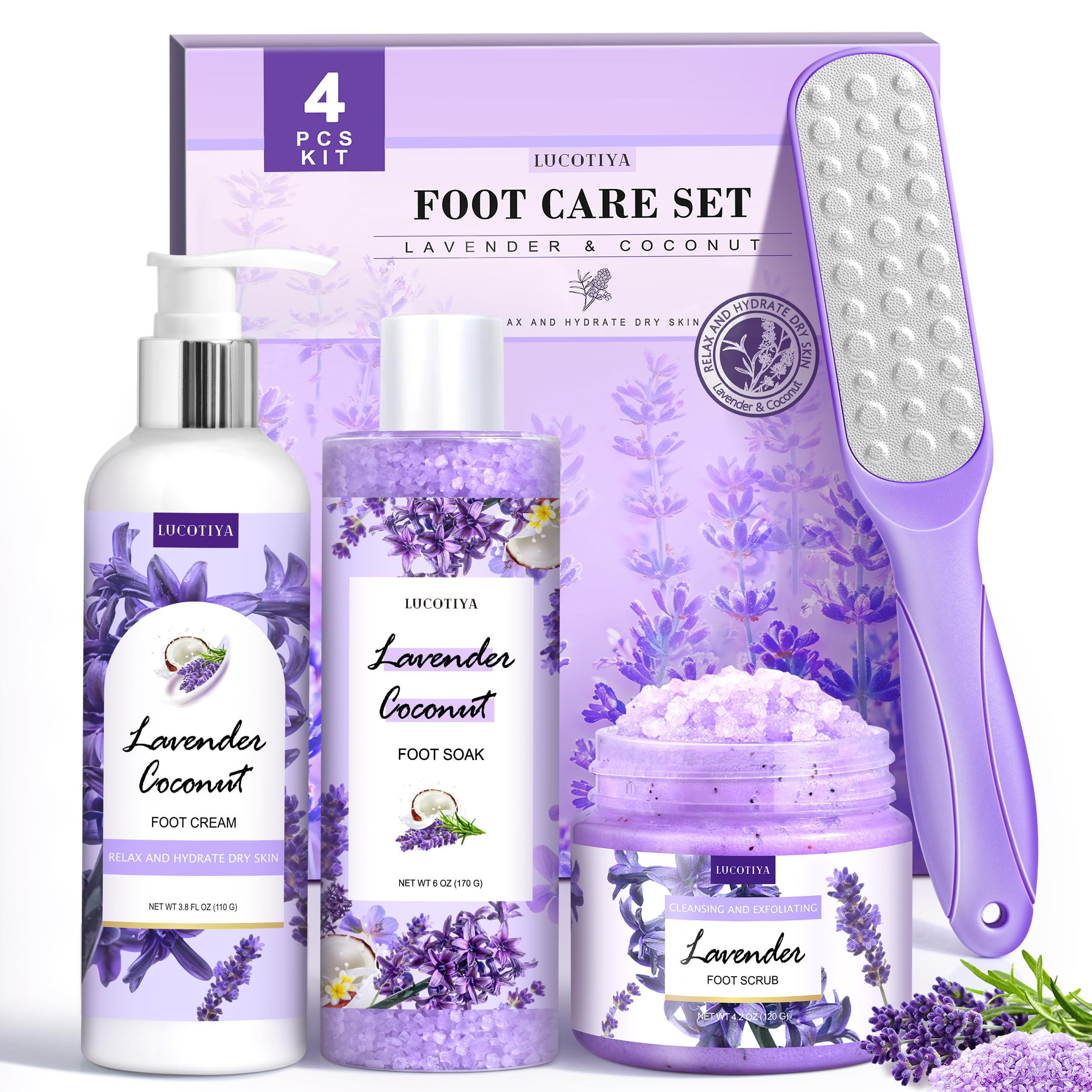 LUCOTIYA sales de pies Lavanda para hidratación y relajación.