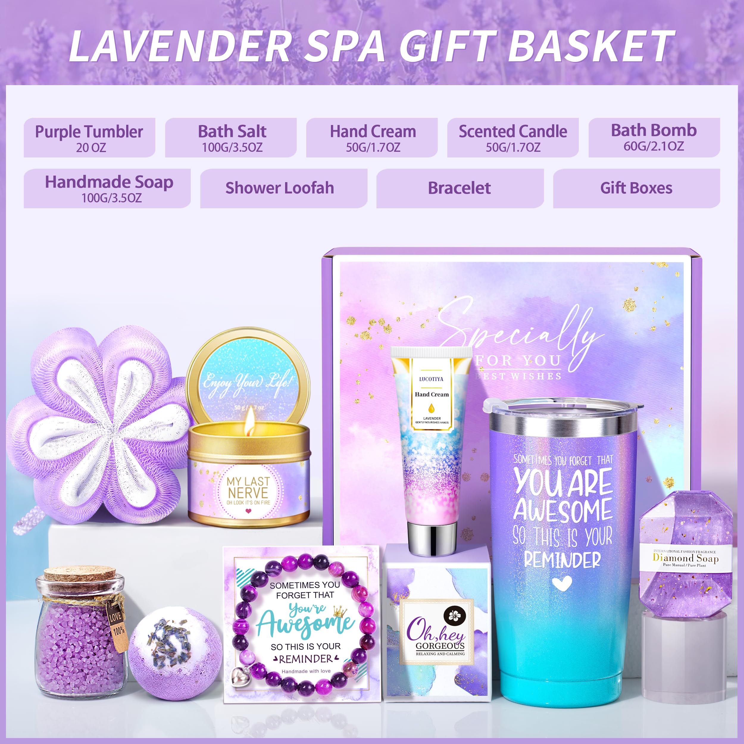 Vela de lavanda Lucotiya de 1.8 oz, aroma suave para relajación.