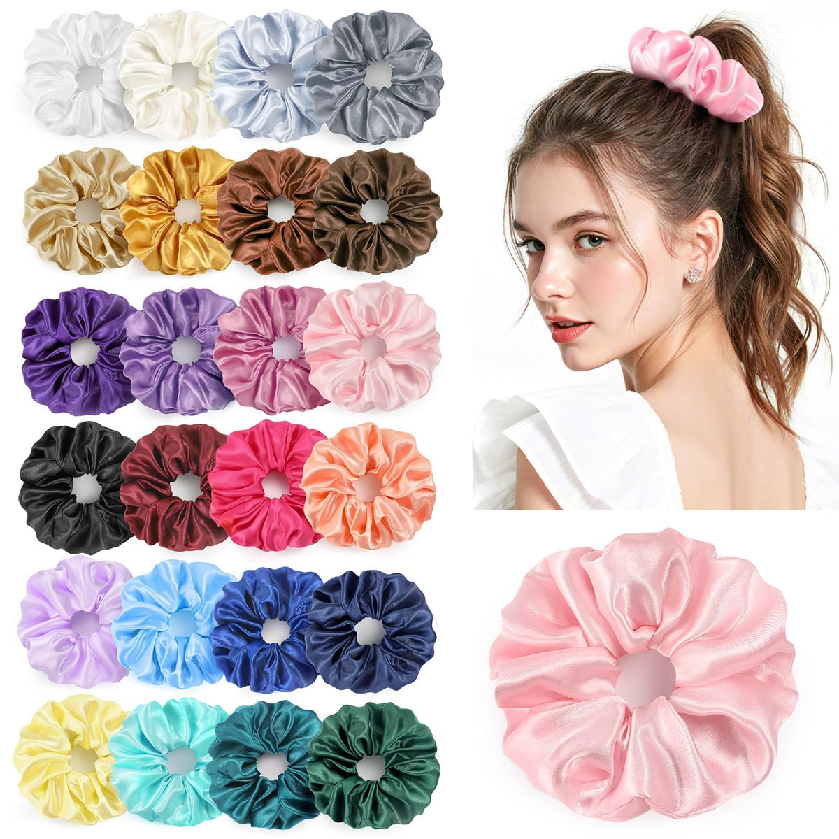 LUDILO – Lazos de pelo de satén con 24 colores para combinar con cualquier look.