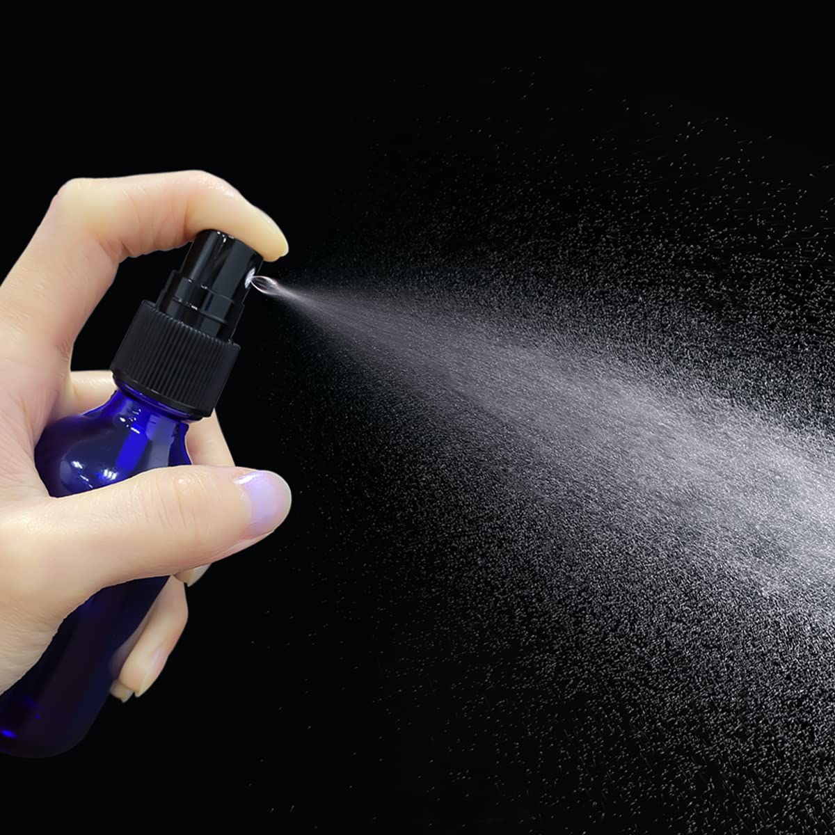 LUFEVRM dos botellas de vidrio azul de 2 oz listas para rellenar.