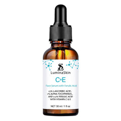 LuminaSkin Serum Vitamina C en bote para piel radiante.